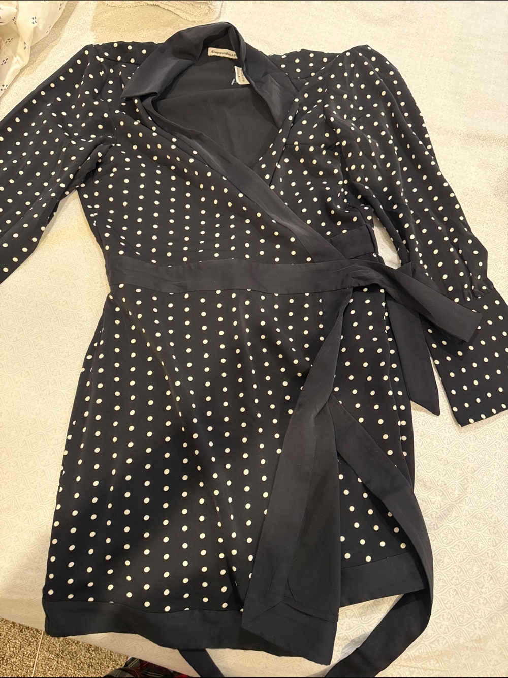 Abercrombie & Fitch Black Polka Dot Wrap Dress